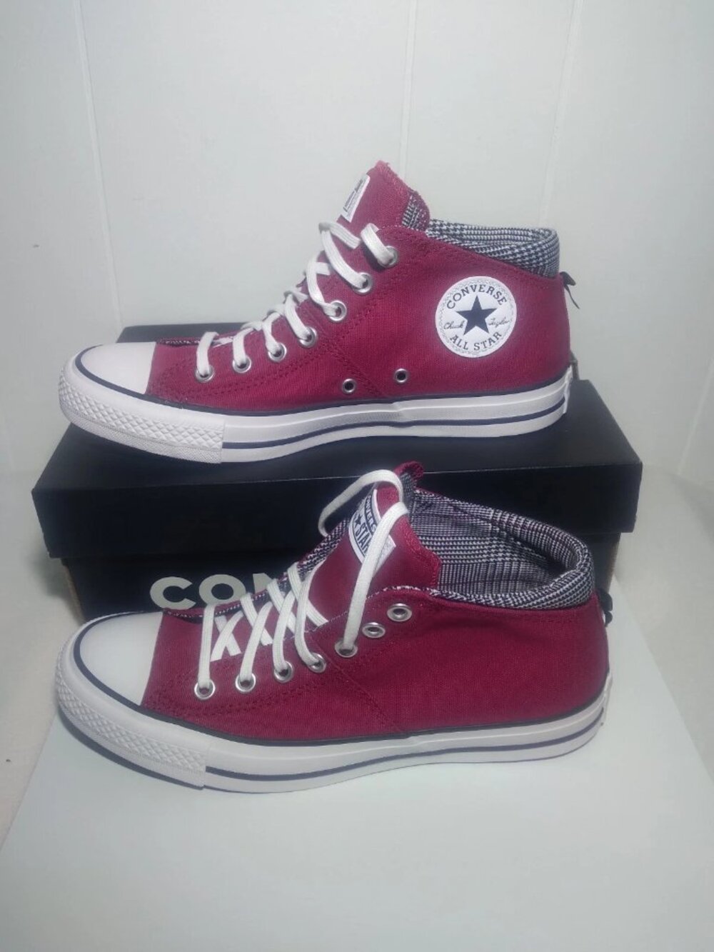 Converse Womens 9.5 CTAS Madison MID A15518F Sporty Berry Plaid Sneakers NEW - Picture 5 of 10